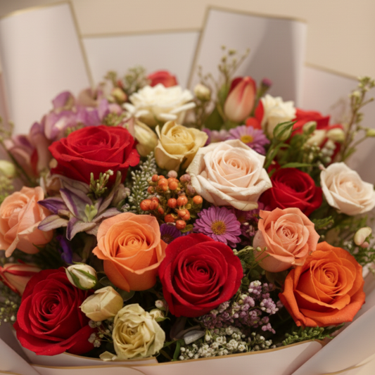 Blooming Radiance Mixed Roses Bouquet Dubai | Premium Flowers