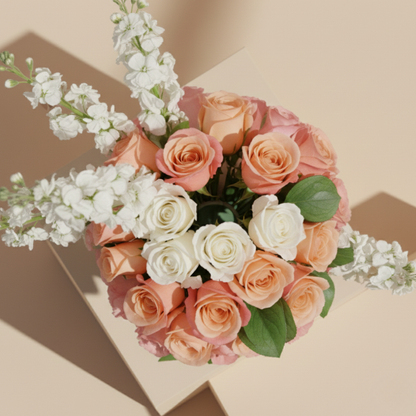 Peach Blush Rose Harmony Vase Arrangement Dubai