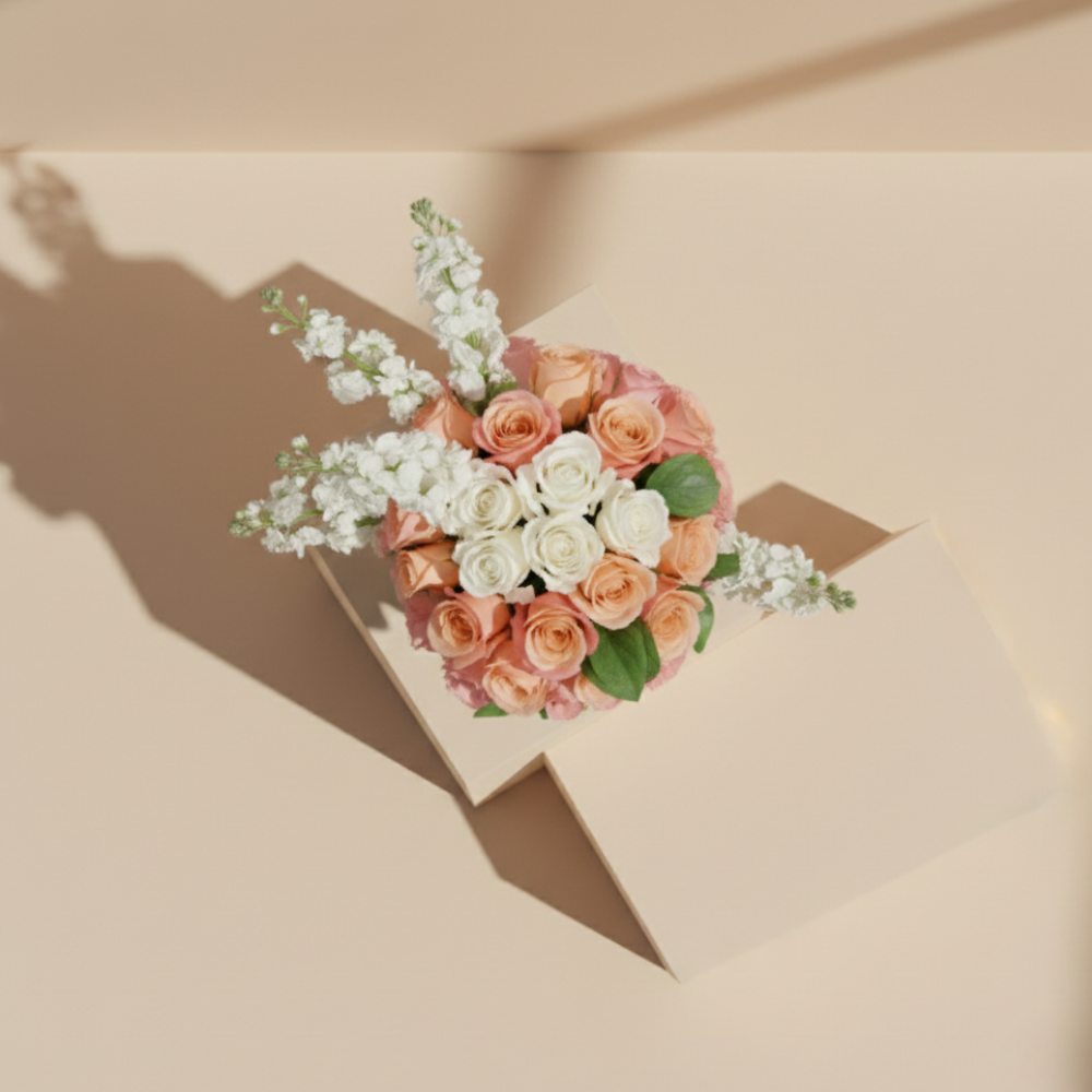 Peach Blush Rose Harmony Vase Arrangement Dubai