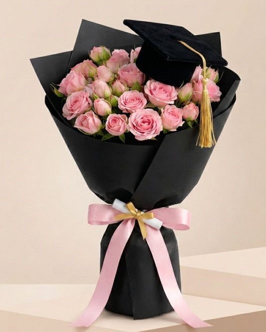 Pink Rose Graduation Bouquet