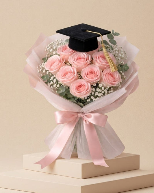 Graduation Pink Rose Bouquet