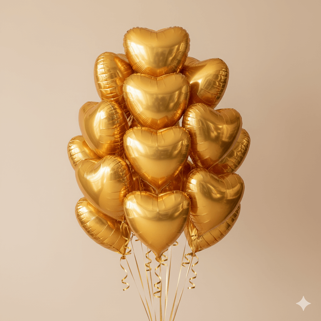 Heart helium balloon Dubai – gold color